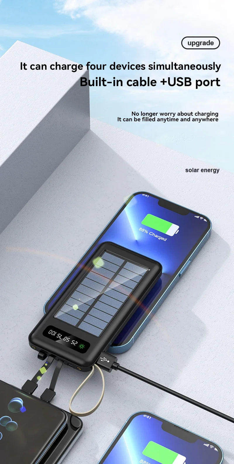 OnePlus 50000mAh Solar Power Bank with Dual USB & Cables