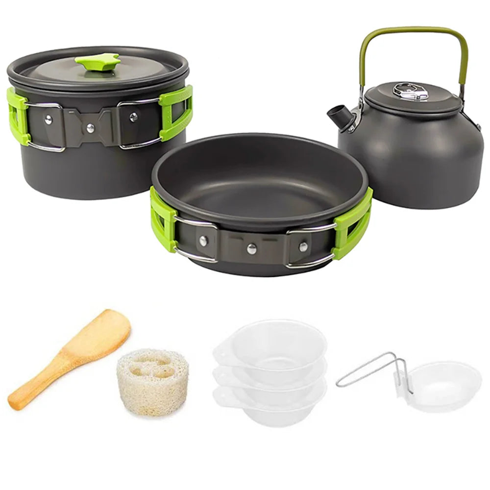 Camping Cookware Set with Teapot for 2–3 People