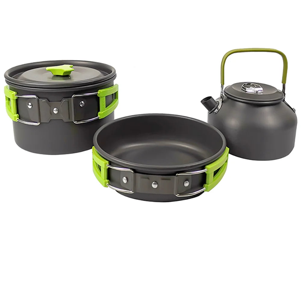 Camping Cookware Set with Teapot for 2–3 People