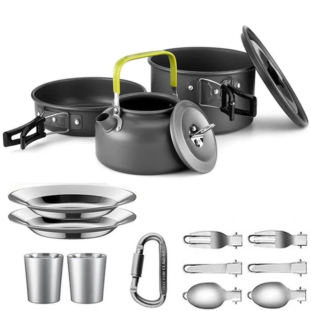 Camping Cookware Set with Teapot for 2–3 People