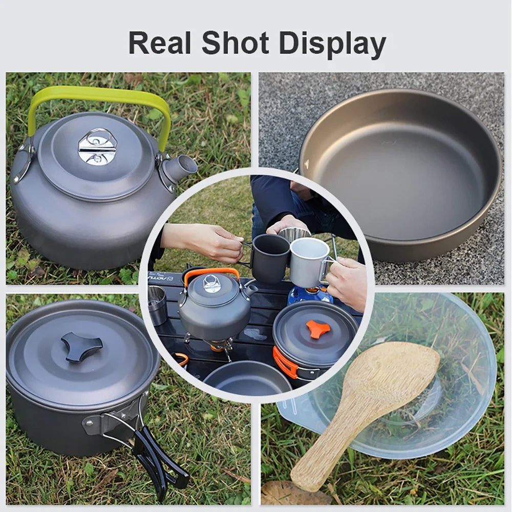 Camping Cookware Set with Teapot for 2–3 People