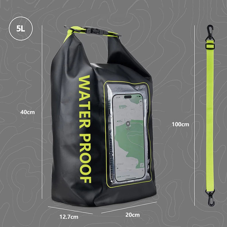 2L/5L Waterproof Dry Bag with Touchscreen Window
