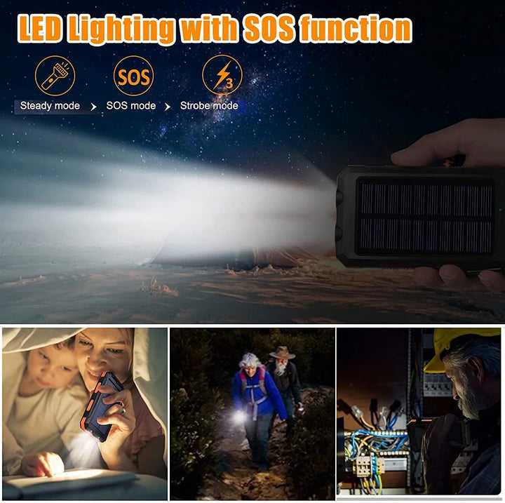 80000mAh Solar Power Bank with LED Light