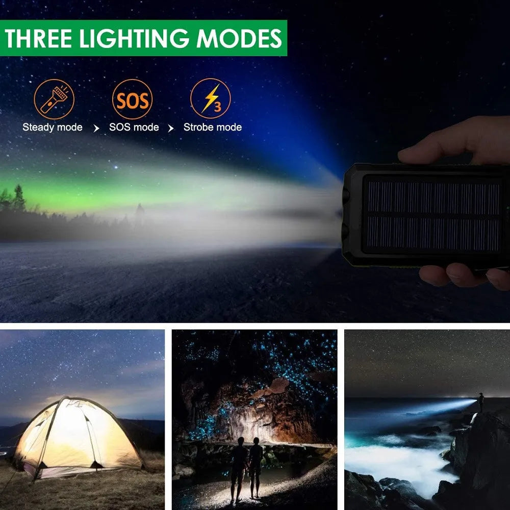 80000mAh Solar Power Bank with LED Light