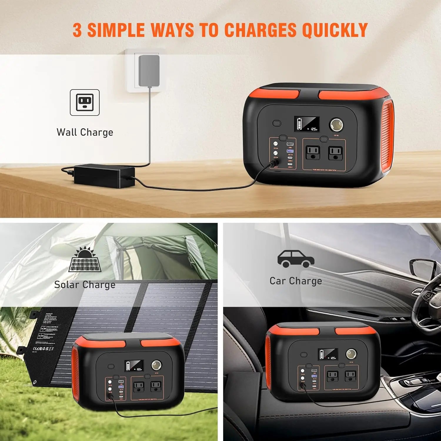 200W/300W/600W Portable Power Station with AC Outlets