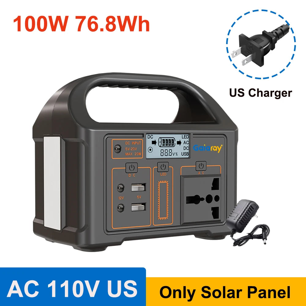 100W Portable Solar Power Station – 24,000mAh
