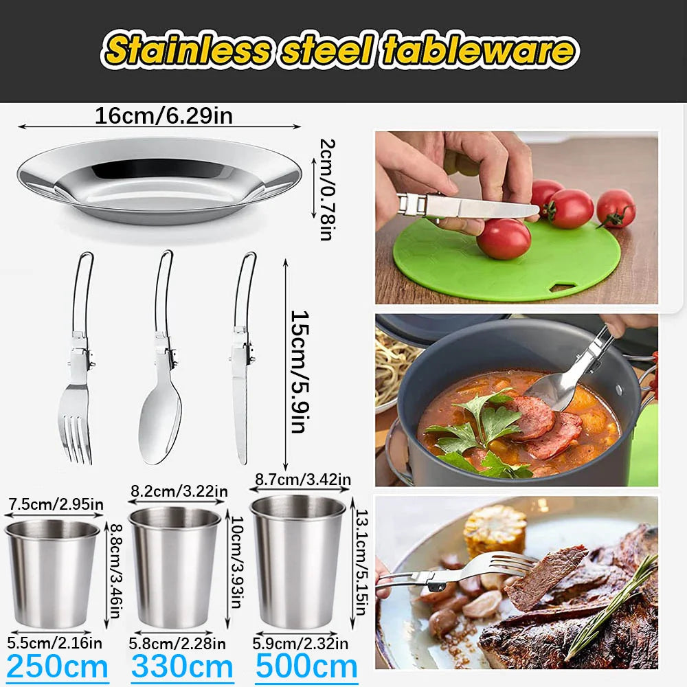 Camping Cookware Set with Teapot for 2–3 People