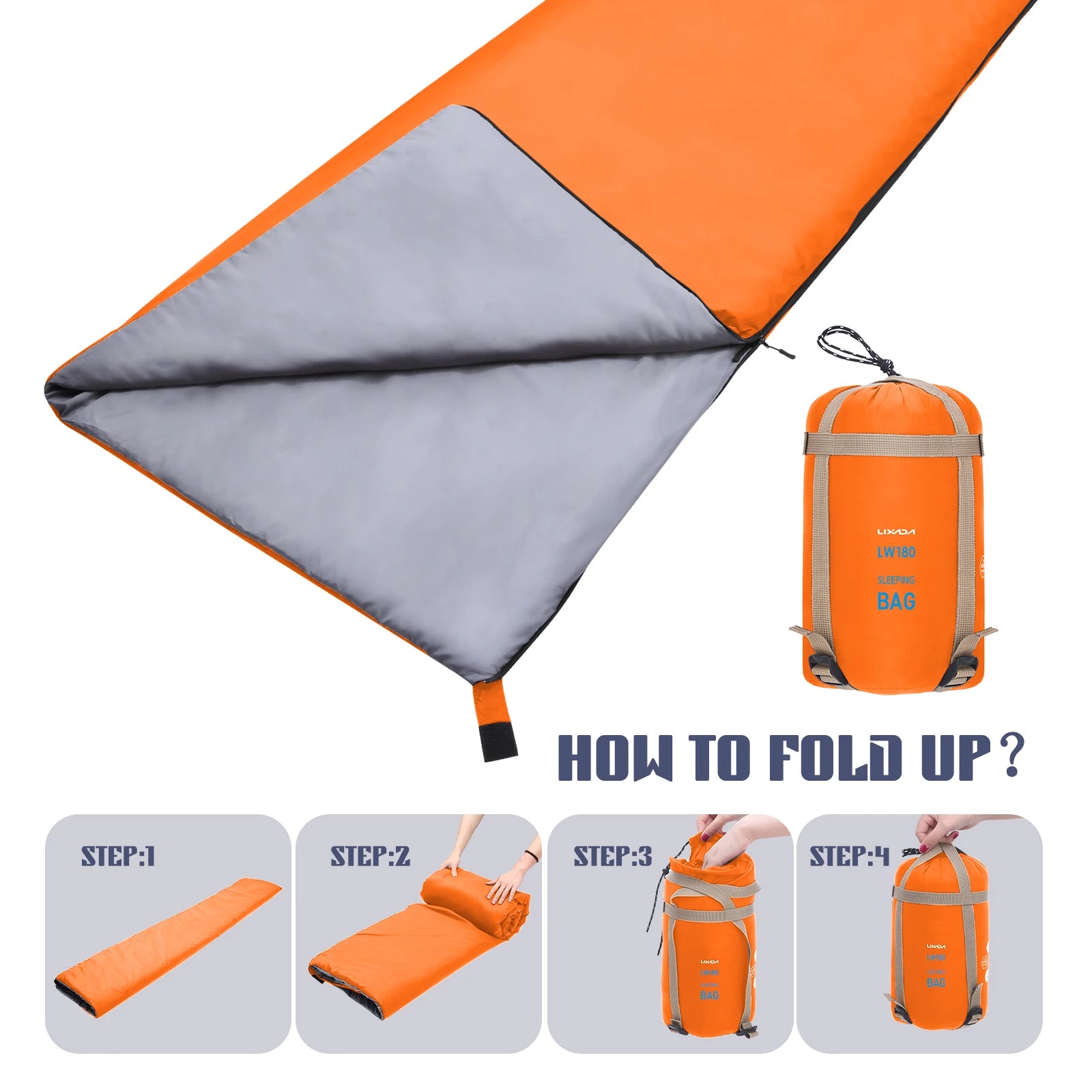 LIXADA Ultralight Envelope Sleeping Bag – 190×75cm