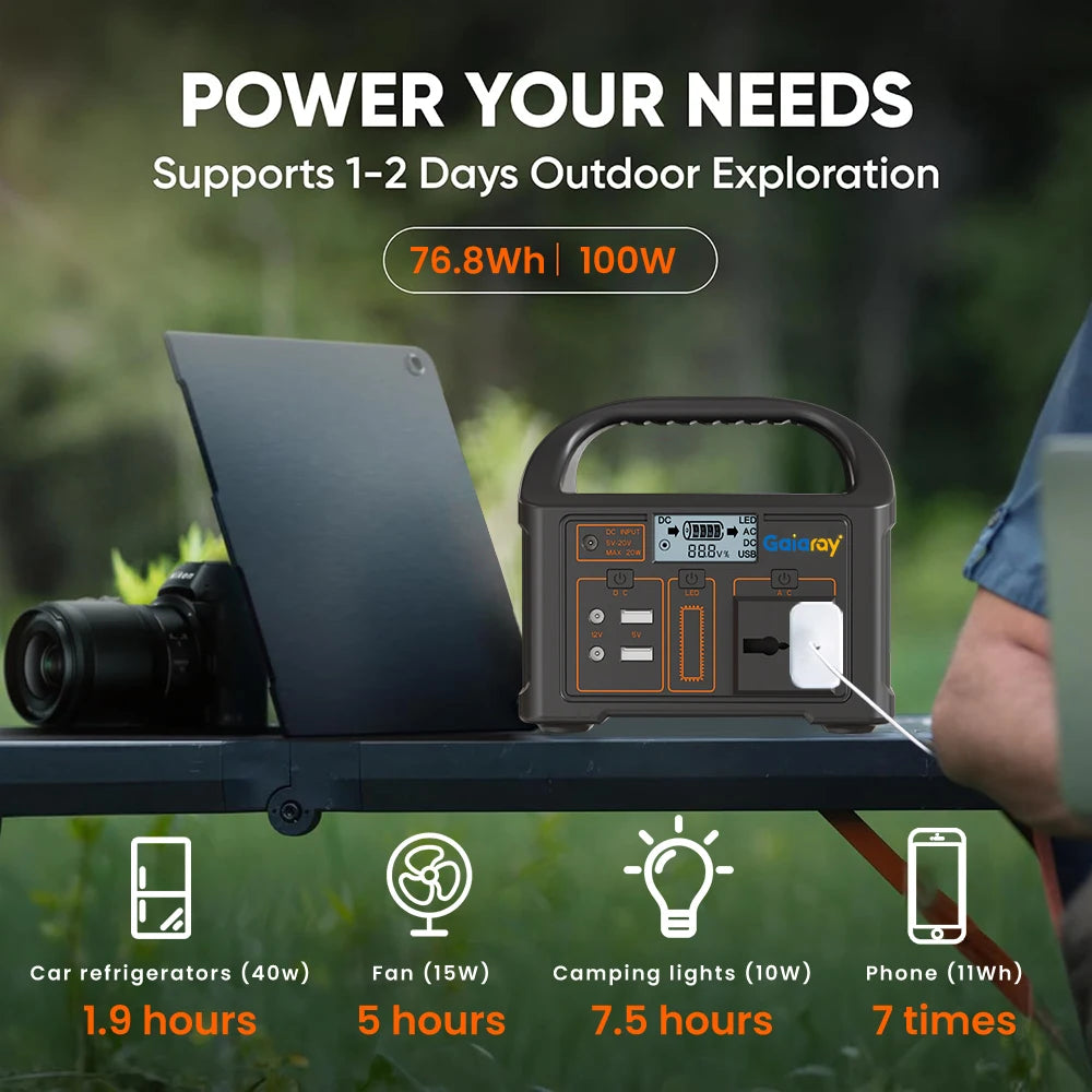 100W Portable Solar Power Station – 24,000mAh