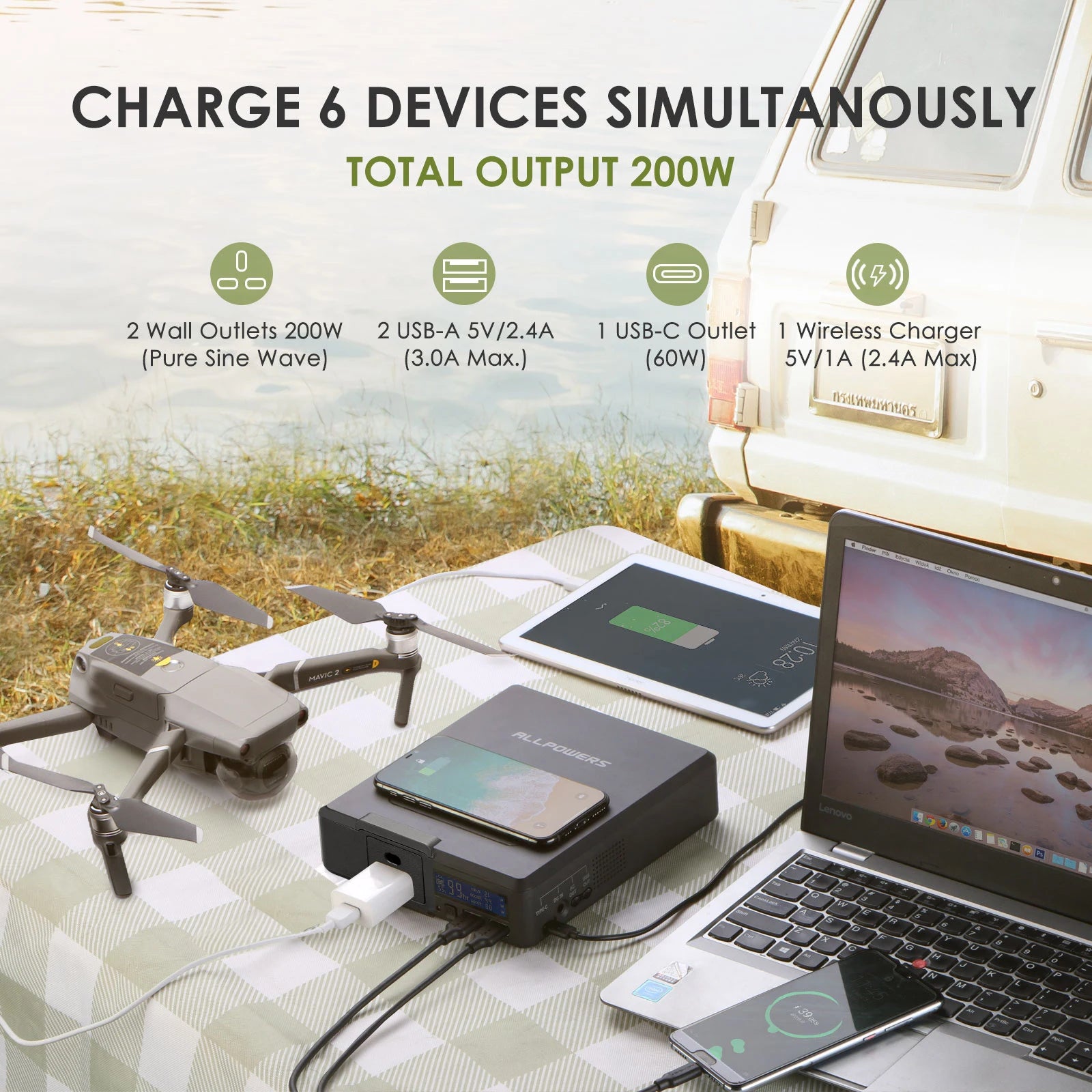 ALLPOWERS 200W Portable Solar Power Bank