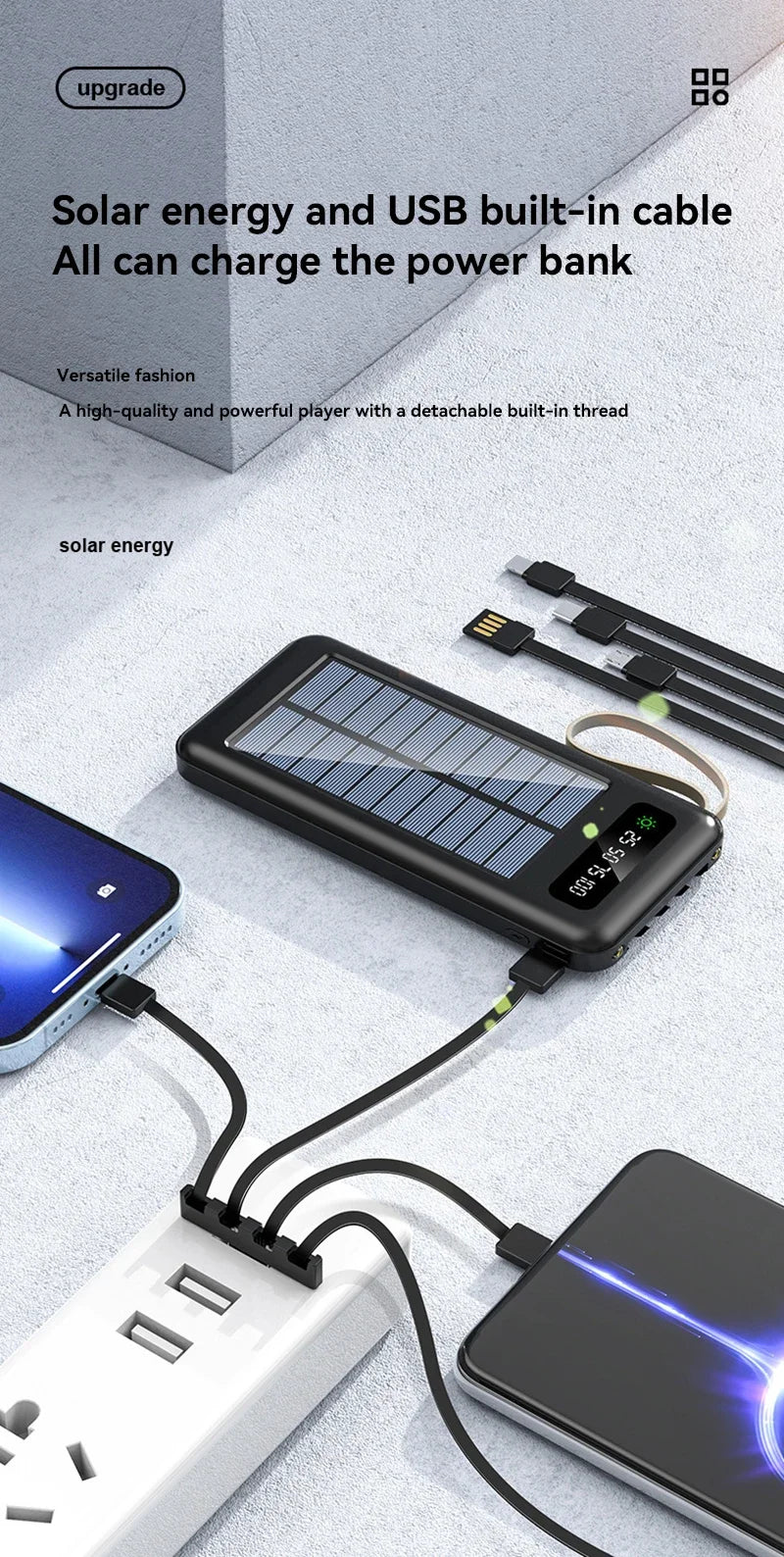 OnePlus 50000mAh Solar Power Bank with Dual USB & Cables