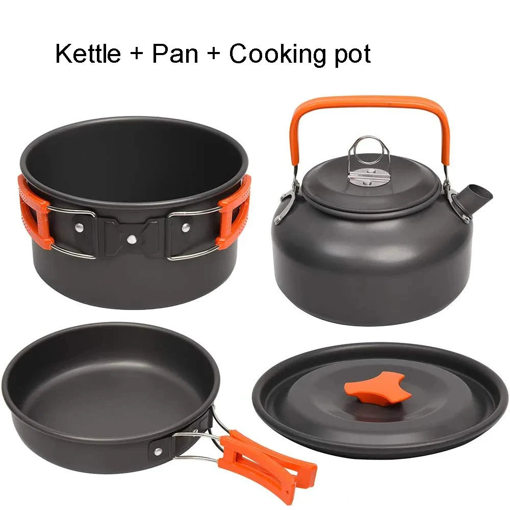 Camping Cookware Set with Teapot for 2–3 People