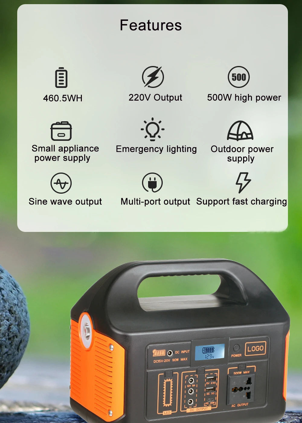 300W/500W Portable Solar Power Station – 460Wh