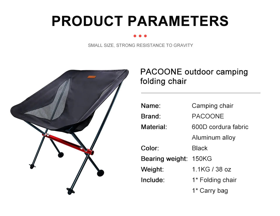 PACOONE Ultralight Folding Camping Chair
