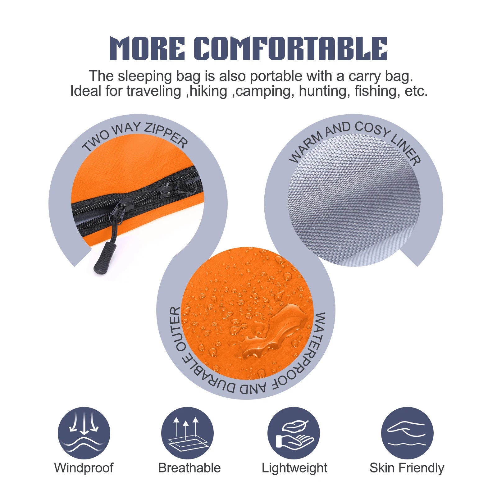 LIXADA Ultralight Envelope Sleeping Bag – 190×75cm