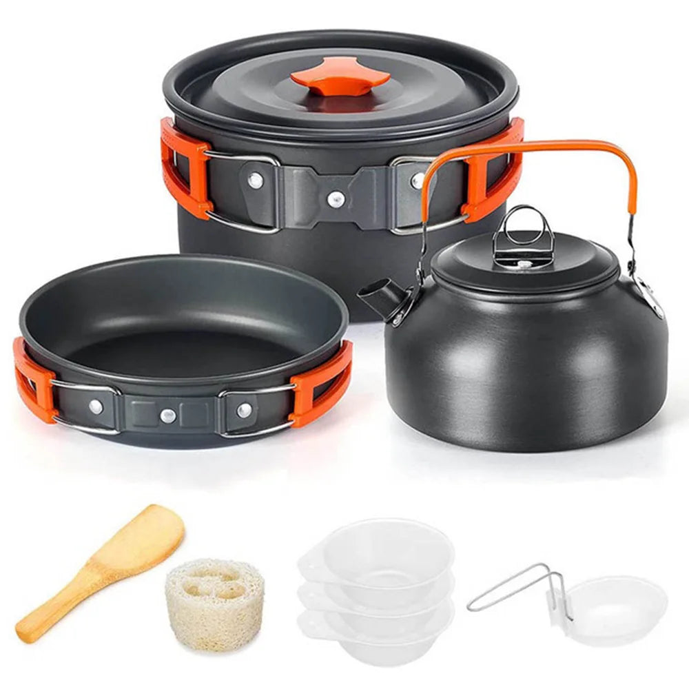 Camping Cookware Set with Teapot for 2–3 People