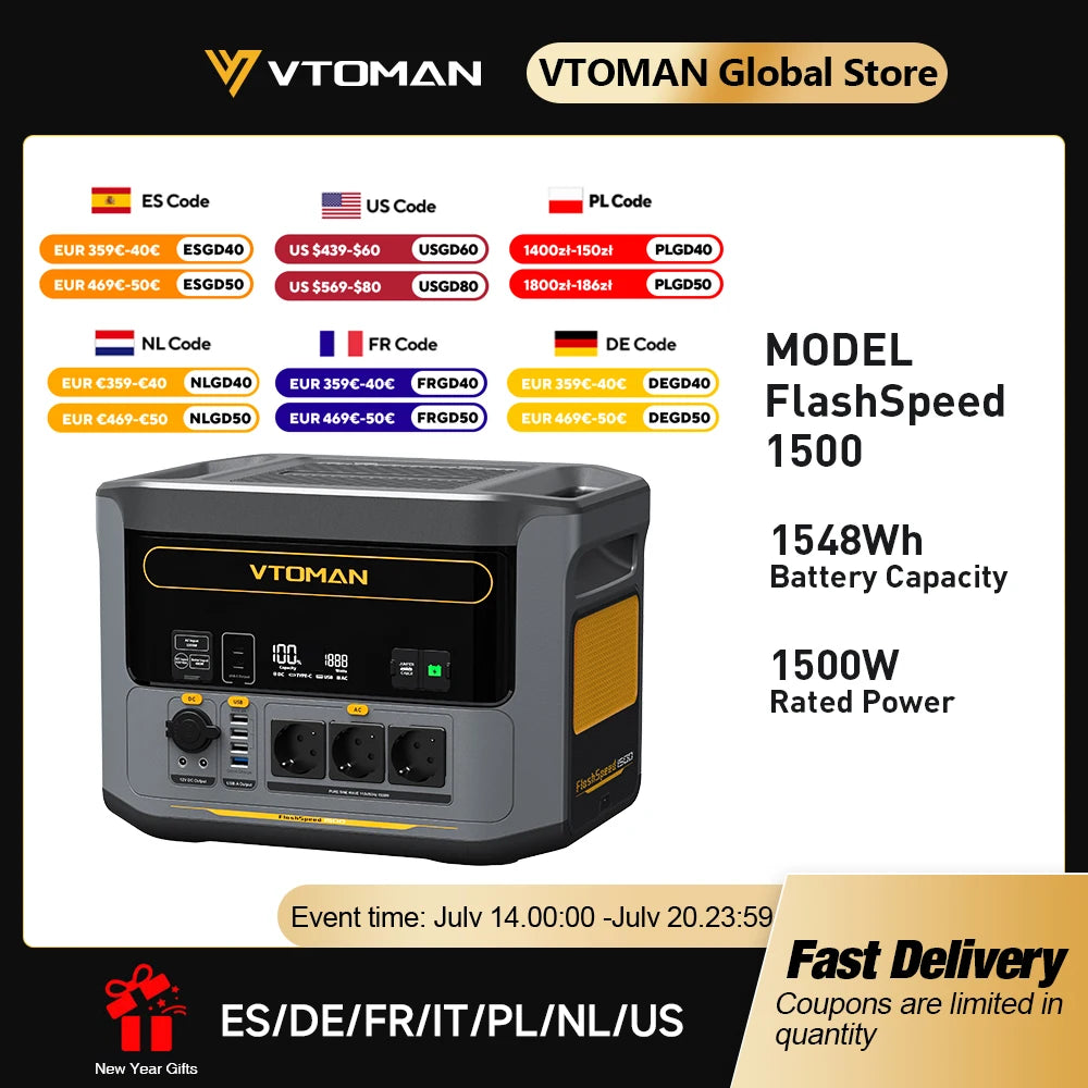 VTOMAN FlashSpeed 1500 Portable Power Station