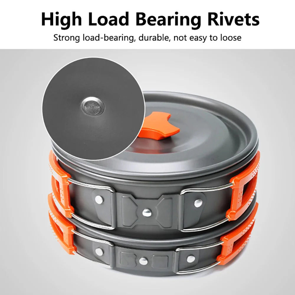 Camping Cookware Set with Teapot for 2–3 People