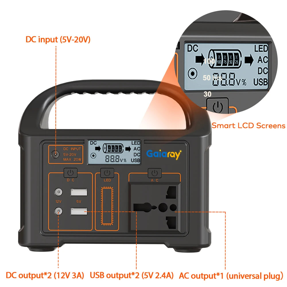 300W/500W Portable Solar Power Station – 460Wh