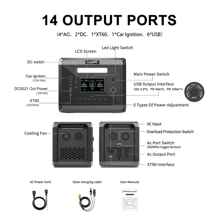 SOLARPLAY Q2501 2160Wh Portable Power Station