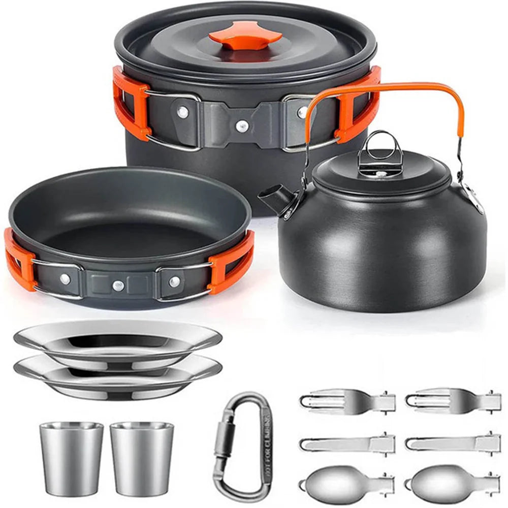Camping Cookware Set with Teapot for 2–3 People