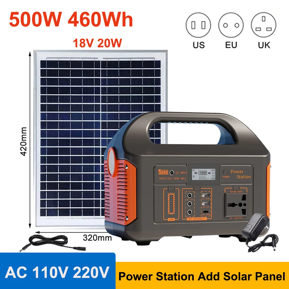 300W/500W Portable Solar Power Station – 460Wh