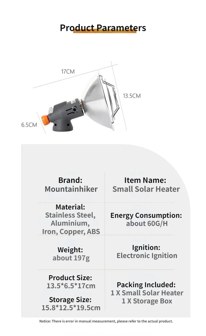MOUNTAINHIKER Mini Portable Gas Camping Heater