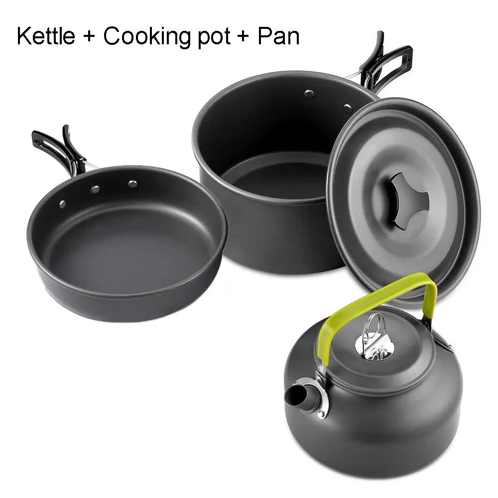 Camping Cookware Set with Teapot for 2–3 People
