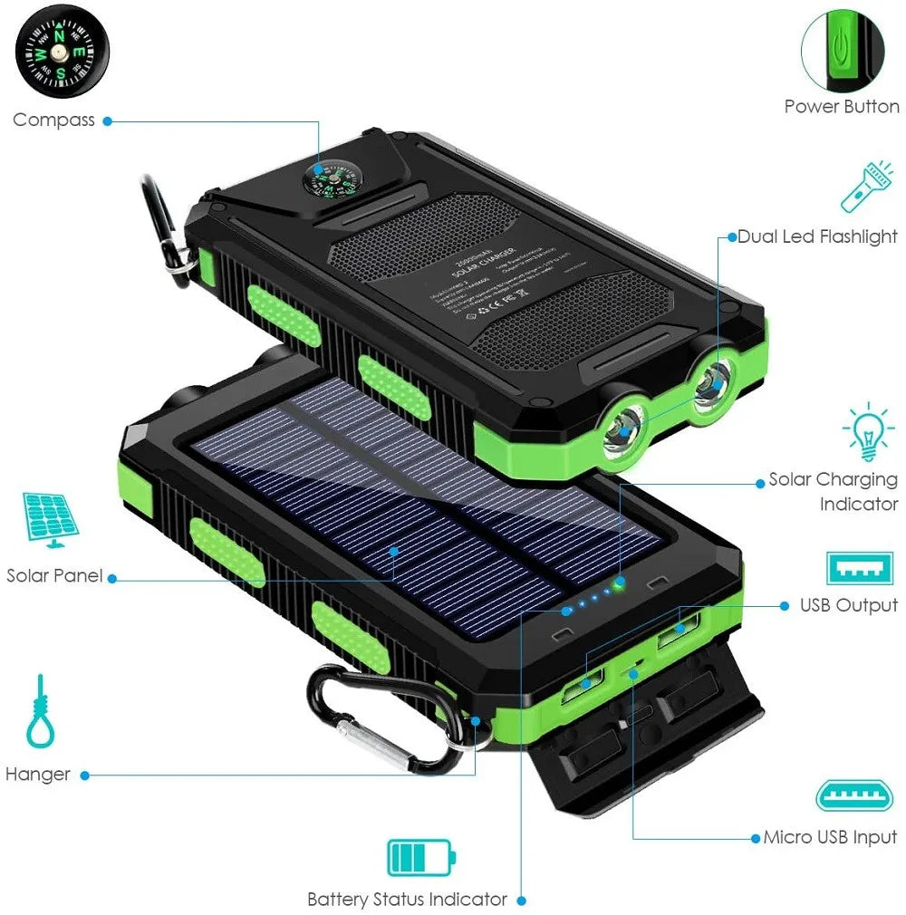 80000mAh Solar Power Bank with LED Light