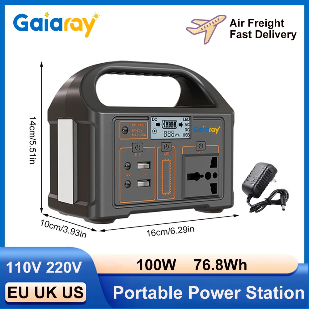 100W Portable Solar Power Station – 24,000mAh