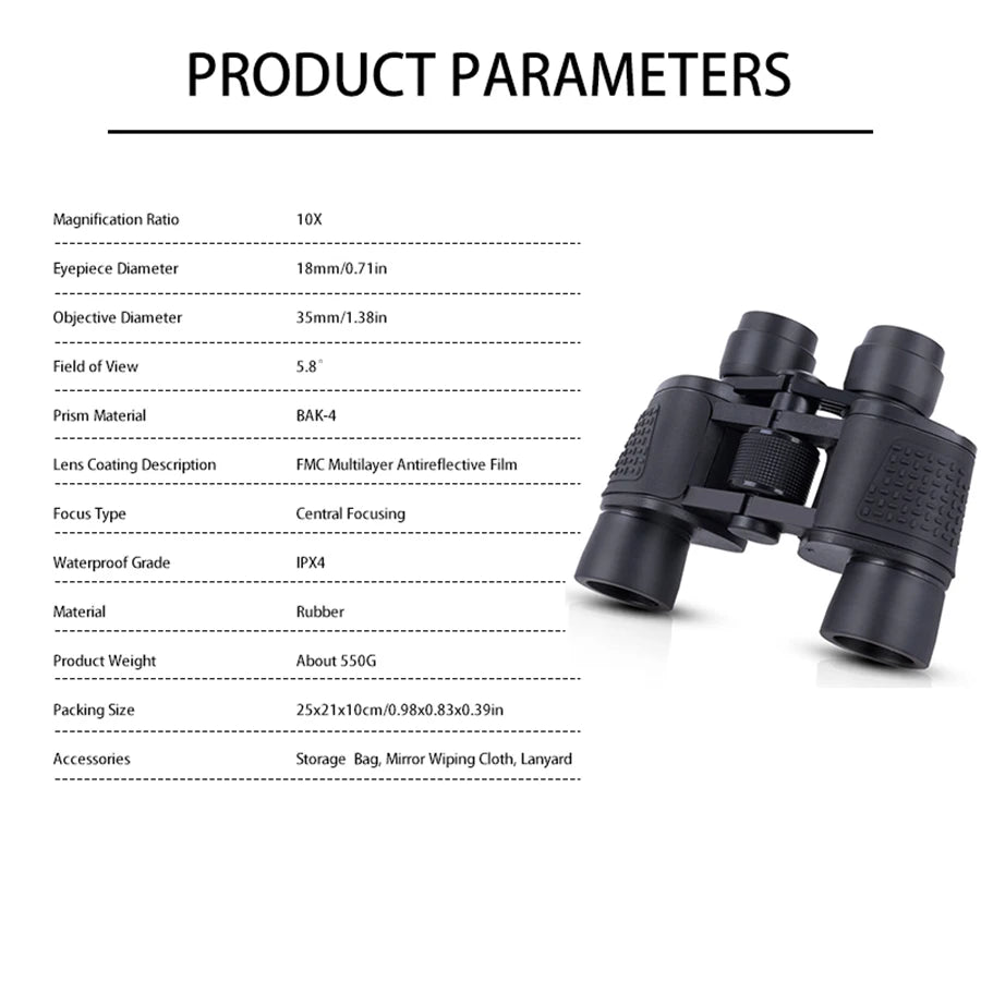 80x80 HD Professional Binoculars for Outdoor Use