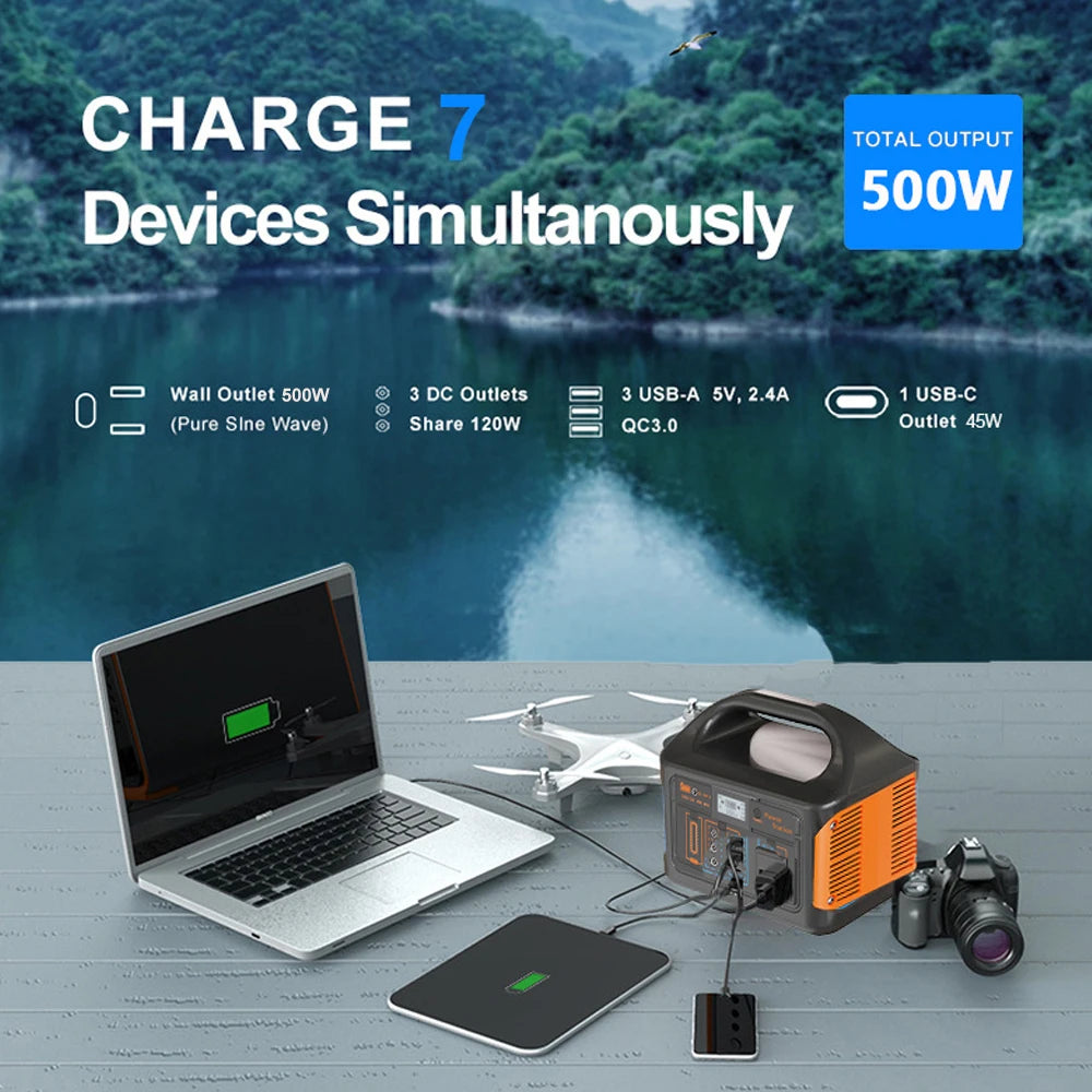300W/500W Portable Solar Power Station – 460Wh