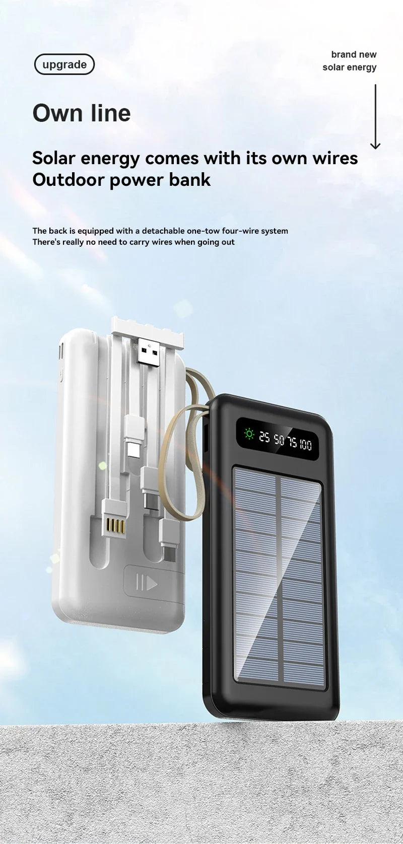 OnePlus 50000mAh Solar Power Bank with Dual USB & Cables