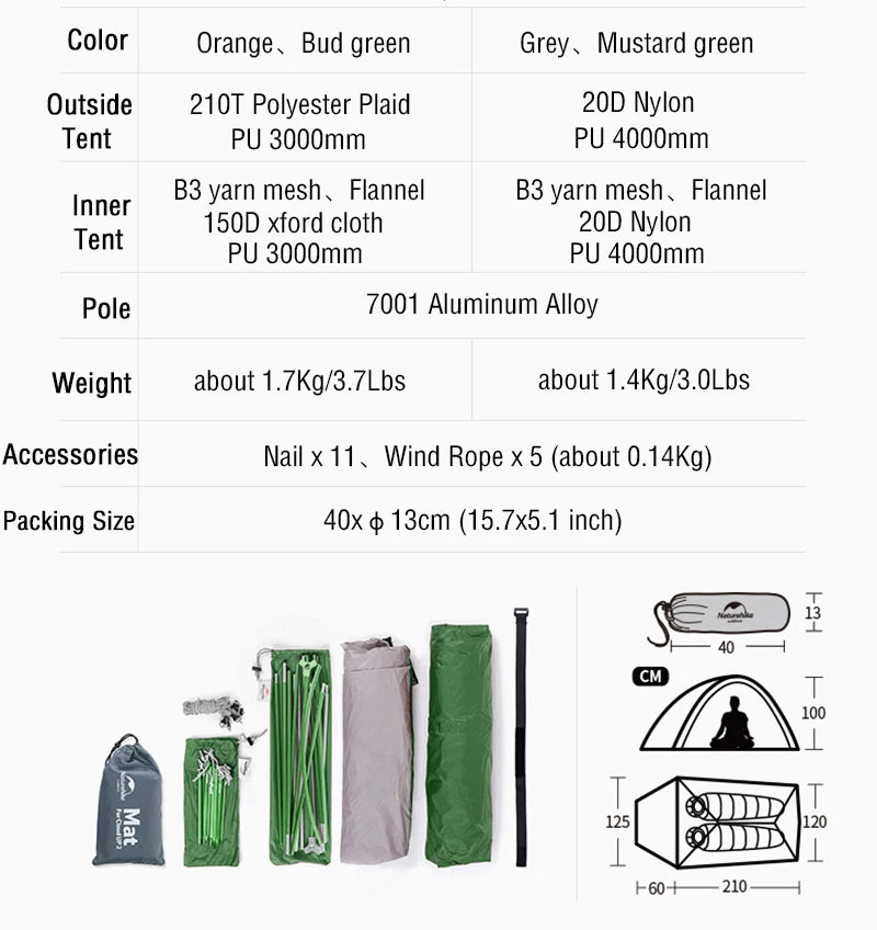 Naturehike Cloud Up 2-Person Tent