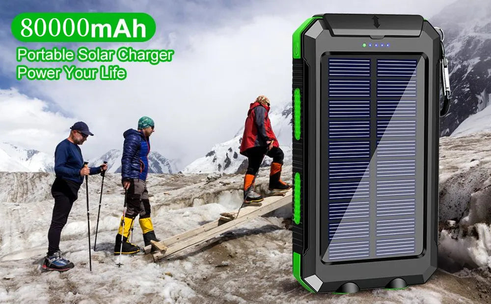 80000mAh Solar Power Bank with LED Light