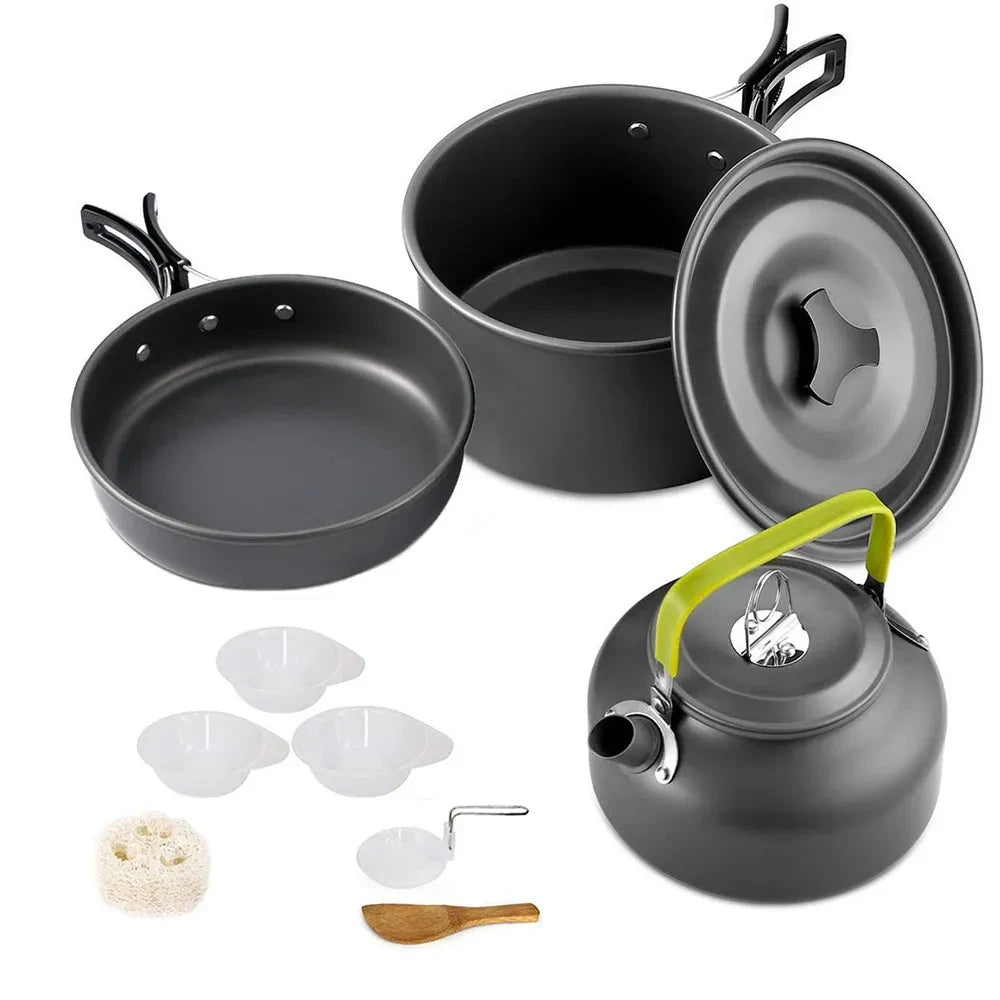 Camping Cookware Set with Teapot for 2–3 People