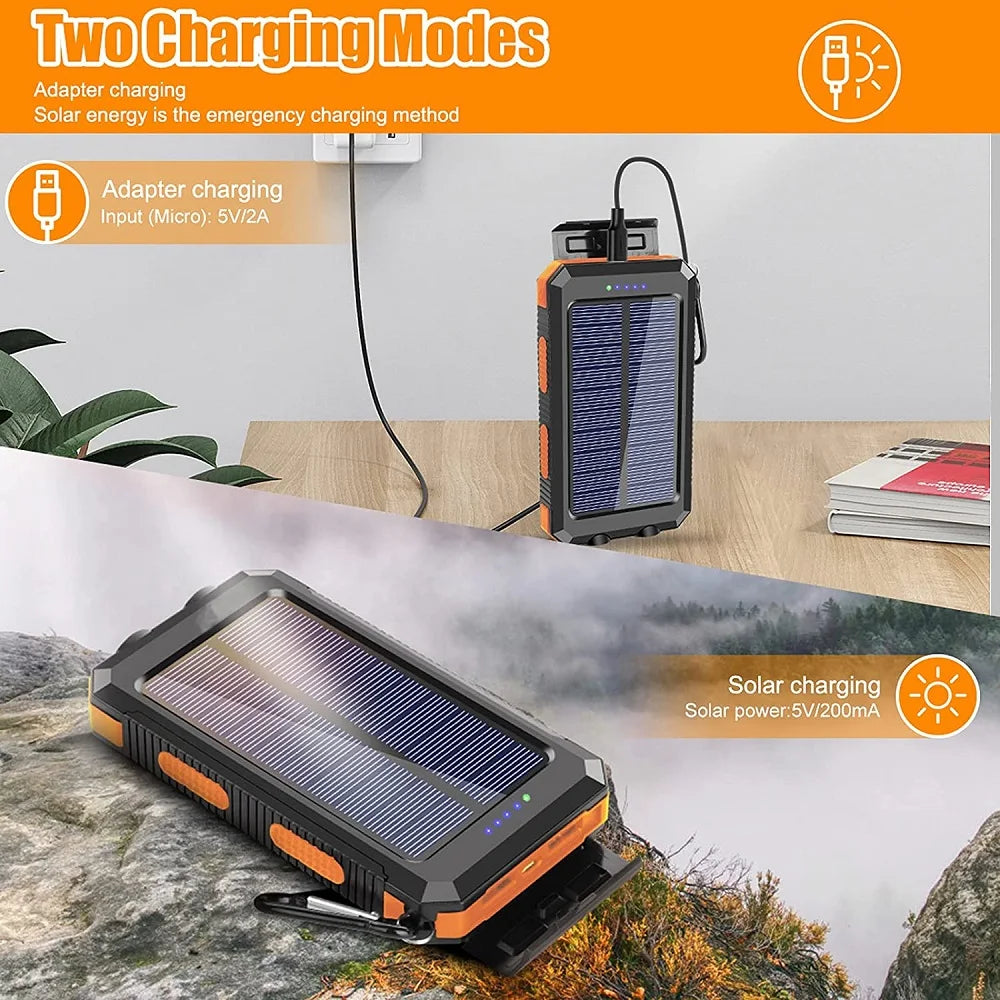 80000mAh Solar Power Bank with LED Light