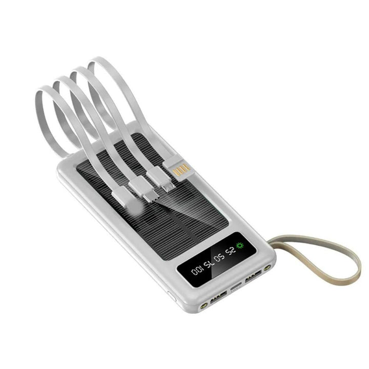 Portable Solar Power Bank with Built-in Cables
