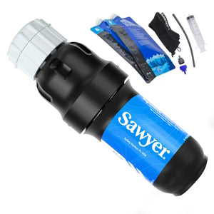 Sawyer Point One Squeeze Water Filter System | 0.1 Micron Backpacking Filter with Two 1L Pouches