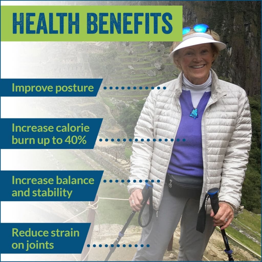 Official Nordic Walking Poles - True Nordic Glove Grip w-flip locks, detachable feet and travel bag - pair - For Heights up to 6’2”